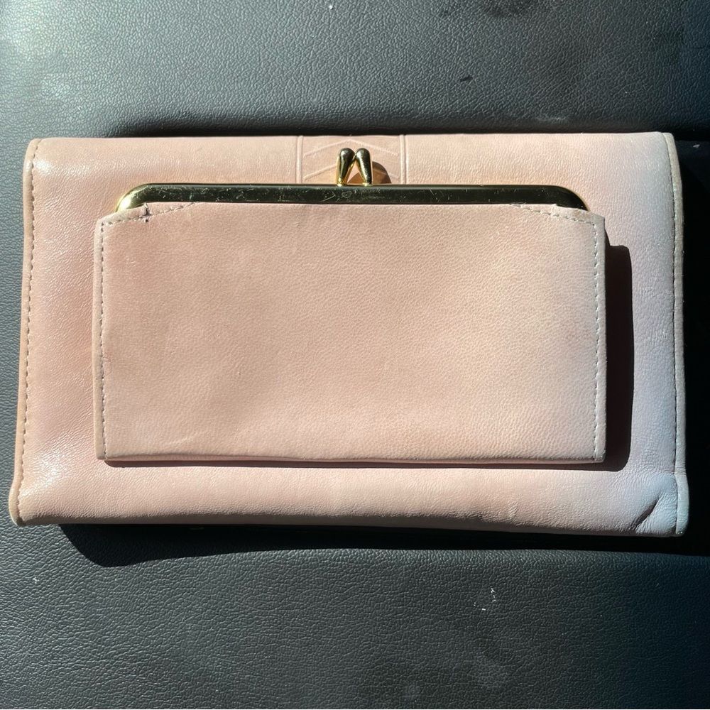 Princess Gardner vintage light pink check wallet with  kiss closure coin…